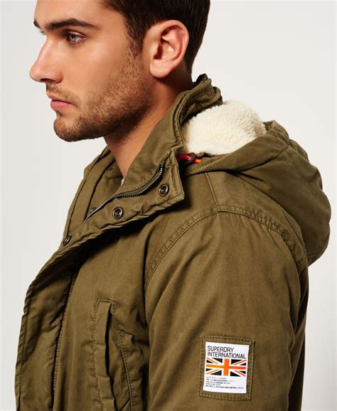 mens rookie military parka jacket  deepest army superdry uk