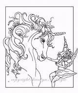 Coloring Unicorn Pages Fairy Foal Adult Fantasy Printable Unicorns Book Etsy Horse Horses Mare Adults Fairies Poster Color Digital Dessein sketch template