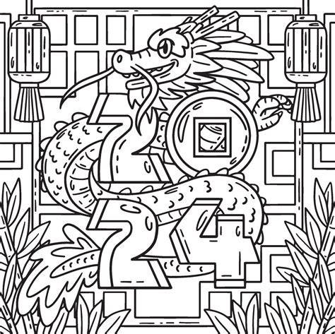 year   dragon  kids coloring page  vector art  vecteezy