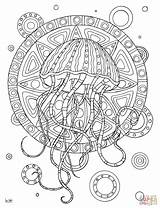 Jellyfish Printable Zentangle Adulte Supercoloring Gethighit Medusa Leuke Drukuj sketch template