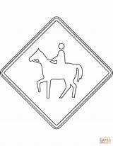 Coloring Horse Crossing Sign Ontario Pages Signs sketch template