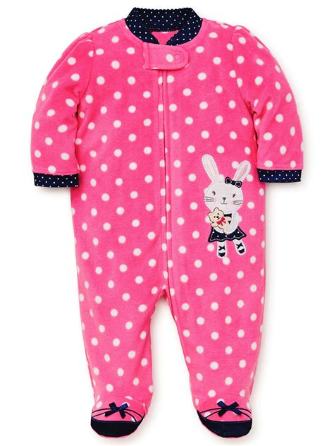 baby pajamas warm fleece sleepers footed blanket sleeper footie bunny pink  months walmartcom