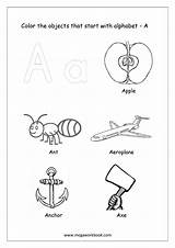 Alphabet Start Things Coloring Color Pages Letter Objects Starting Printable English Kindergarten Worksheets Megaworkbook Each These sketch template