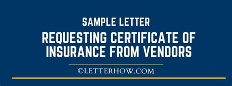 sample letter requesting certificate  insurance  vendors letter