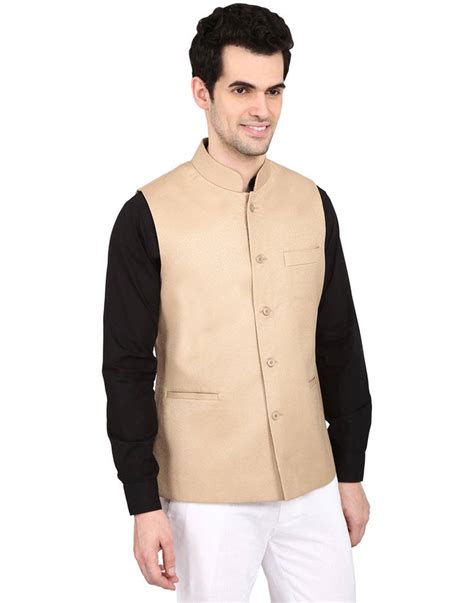 Indian Attire Designer Ethnic Cream Solid Blended Jute Koti Waistcoat