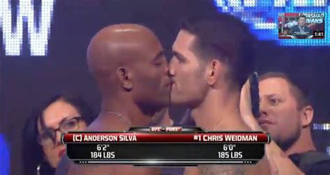 anderson silva and chris weidman ufc fighters share kiss at weigh
