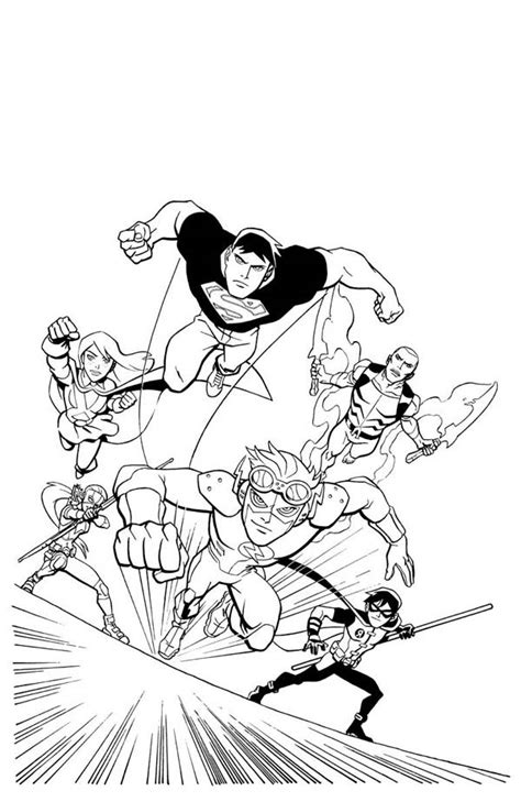 young justice league  action coloring page netart