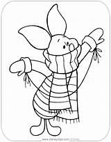 Coloring Piglet Pages Scarf Winter Disney Wearing Disneyclips Mittens Funstuff sketch template
