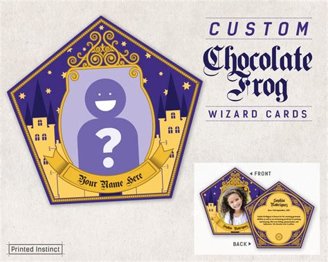 harry potter party custom printable chocolate frog cards