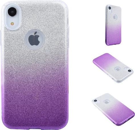 bolcom apple iphone xr siliconen hoesje paarszilver glitters