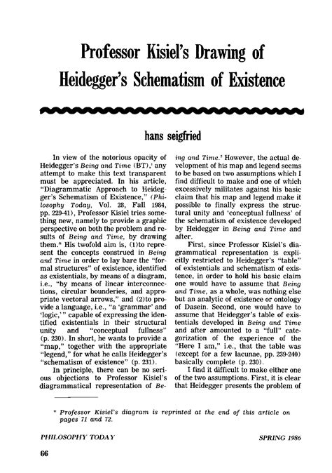 professor kisiels drawing  heideggers schematism  existence hans seigfried philosophy
