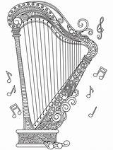 Coloring Pages Harp Music Adults Book Mandala Drawing Itunes Apple Quote Sheets sketch template