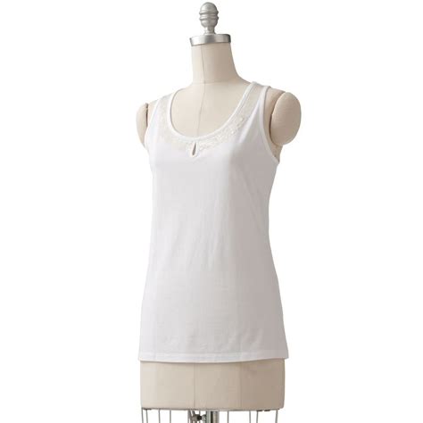 croft barrow womens white medium embellished tank top shirt 24 00 new