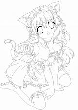 Neko Coloring Anime Cat Girl Pages Amu Chii Manga Moe Lines Color Getcolorings Printable Sheets Print Deviantart sketch template