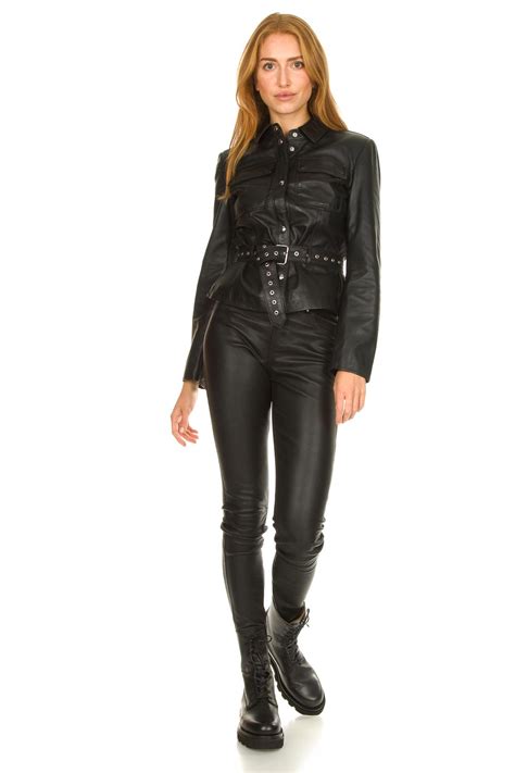 leather blouse jacket aimy black studio ar  soho