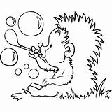 Coloring Hedgehog Blowing Bubbles sketch template