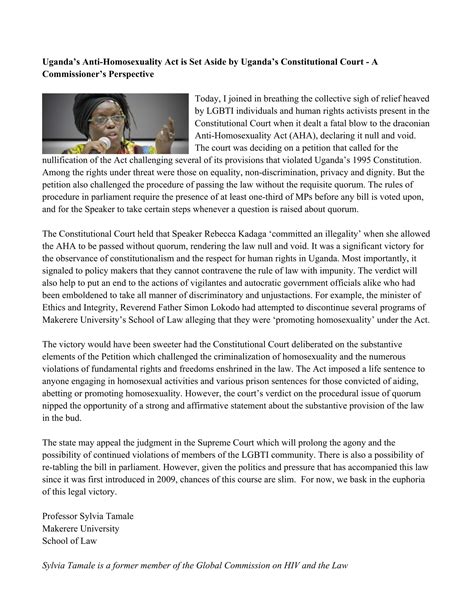 sylvia tamale 5 august 2014 global commission on hiv and the law