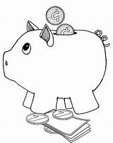 Coloring Piggy Bank Saving Deposit Pages Teach Money Kids sketch template