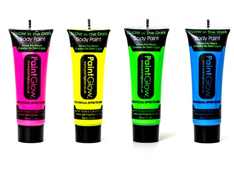 Set Of 4 Paintglow Neon Glow In The Dark Face And Body Paint Rave