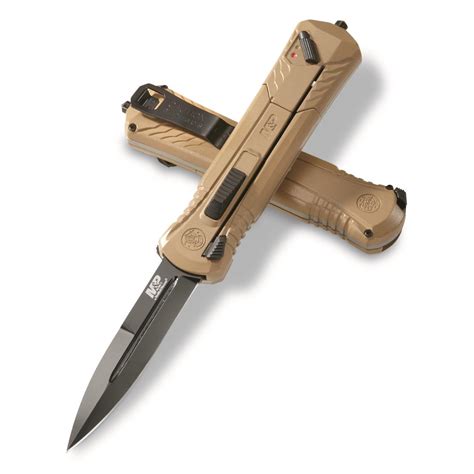 smith wesson mp otf  spring assisted knife fde  tactical knives  sportsmans