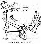 Mortgage Paid Off Burning Businessman Outlined Coloring Cartoon His sketch template