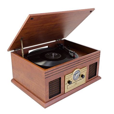 kaercher   nostalgisch muziekcentrum van hout compact systeem met platenspeler cd speler