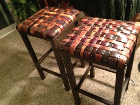 hand crafted custom backless barstools  woven recycled
