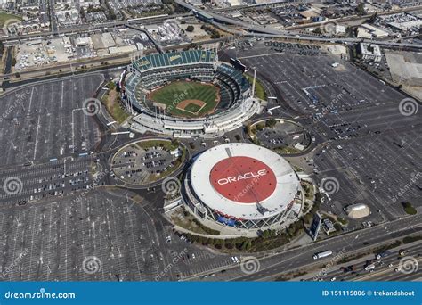 oakland coliseum  oracle arena aerial view editorial photo image