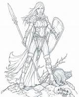 Paladin Lineart Colouring Pathfinder Designlooter sketch template
