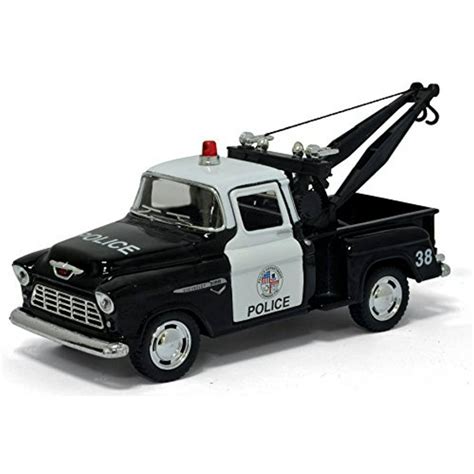 1955 Chevy Stepside Pick Up Police Tow Truck Diecast Model 1 32 Scale