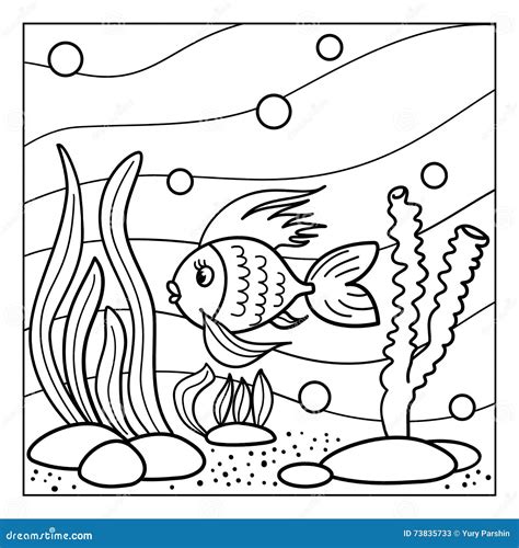 coloring page outline  underwater world  kids stock vector