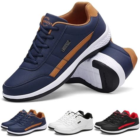 men business casual shoes pu leather running shoes fashion lace  casual sneakers male outdoor