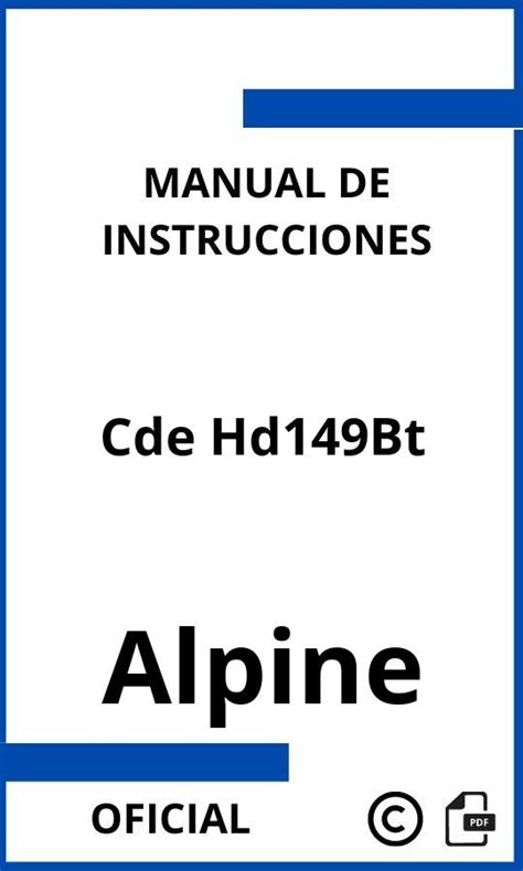 alpine cde hdbt manual  instrucciones