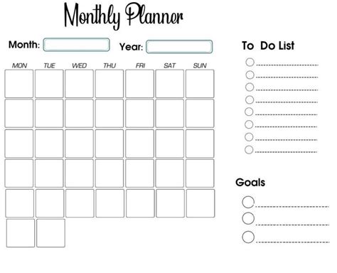 printable monthly planner calendarkart monthly planner