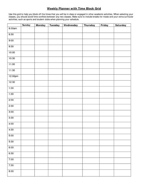 weekly planner  time slots printable  calendar weekly