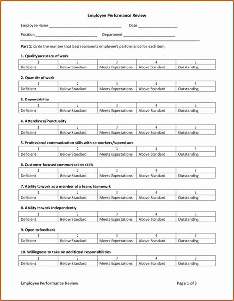 medical office employee evaluation forms form resume examples