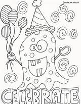 Coloring Birthday Pages Doodle Alley Happy Celebrate Monster Colouring Special Doodles Calendar Card sketch template
