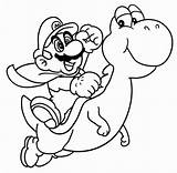 Yoshi Mario Pages Coloring Getcolorings sketch template