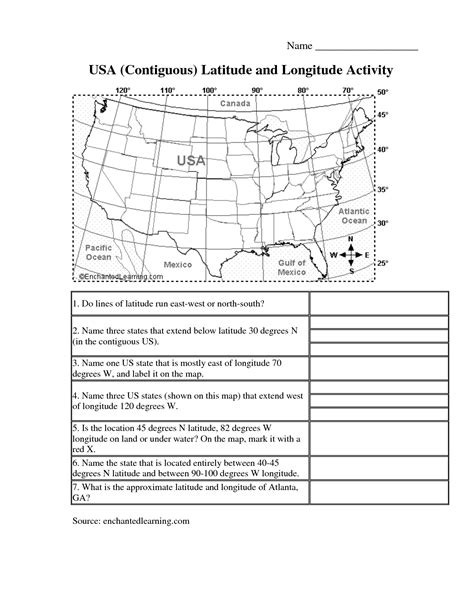 latitude  longitude printable practice worksheets printable worksheets