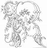 Coloring Letters Embroidery Calligraphy буквы Pages Lettering вышитые Margo sketch template