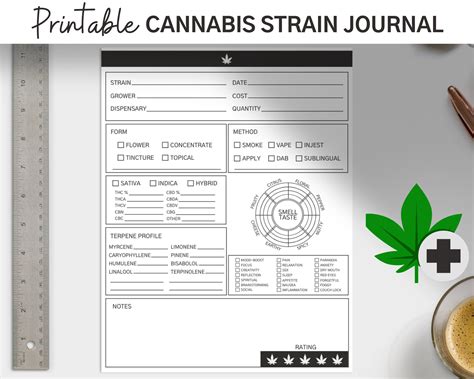 cannabis strain journal printable medical marijuana digital etsy