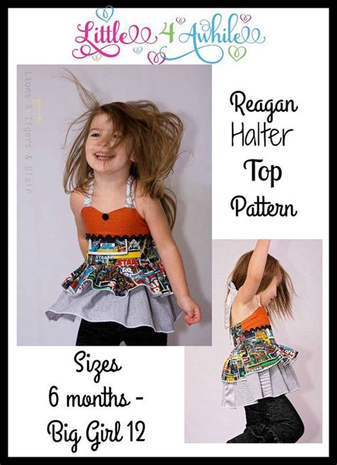 Girls Reagan Halter Top Pdf Sewing Pattern Sizes 6 Months Big Girl