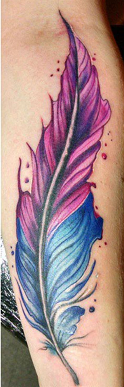 Freehand Water Color Tattoo Feather Watercolor Feather Tattoo