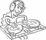 Dj Drawing Turntable Double Playing Record Coloring Whiteboard Illustration Player Vector Mixer Line Getdrawings Board Old sketch template