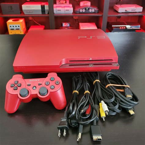 sony ps scarlet red console slim playstation  gb sport console map