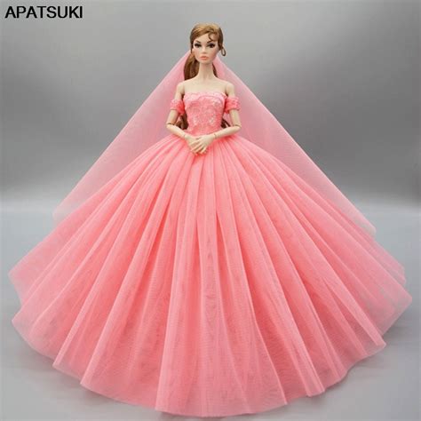 Pink Wedding Dress For Barbie Doll Clothes Princess