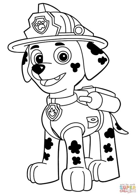 dibujo de paw patrol marshall  colorear dibujos  colorear