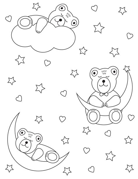 bear coloring pages  cards cute bears sleeping bear