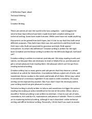 reflection paper  creative writing  technical writingdocx