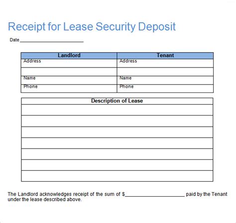 sample deposit receipt templates   sample templates